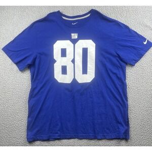 Nike NY Giants T Shirt Mens 2XL Blue Victor‎ Cruz #80 NFL Football Tee New York